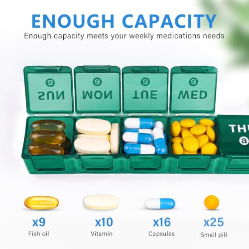 Image of 2-Pack Weekly Large Pill Organizer, Pill Container 7 Day Pill Box