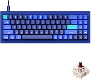 Keychron Q7 70% Layout Hot-Swappable RGB Wired Custom Mechanical Keyboard Compatible with Mac Windows Linux, QMK/VIA Programmable Macro Gateron G Pro Brown Switch Double Gasket Kit Full Aluminum-Blue