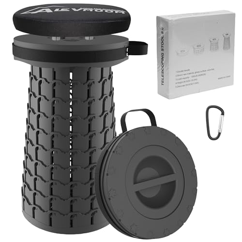 Image of ALEVMOOM Upgraded H 19.7 inch Collapsilbe Stool with 1.38 inch Thick Cushion,1000 lbs Capacity Wider & Taller Heavy Duty, Portable and Foldable Adjustable Telescoping Stool for Camping Hiking BBQ