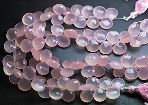 Cœur de calcédoine rose facettée 11mm pour collier d'été bohème