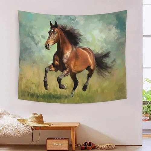 Tapiz de caballo 3D para salón, decoración de pared en poliéster suave de 150 x 200 cm