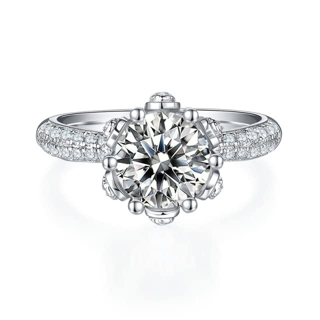 Bagues de mariage en argent 925 et moissanite 6 griffes pour femme