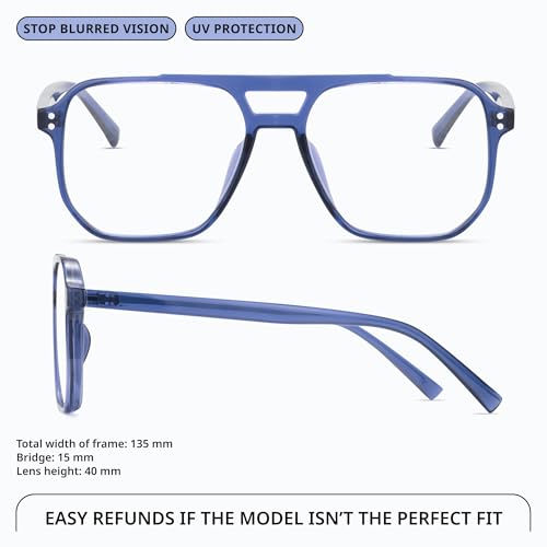 Image of livho Retro Aviator Blue Light Blocking Glasses for Women Men with Soft Case, Trendy Rectangle Computer Eyeglasses