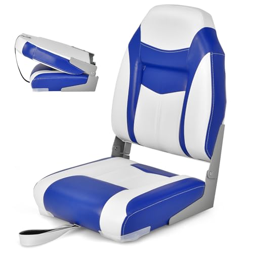 GOPLUS Siège de Bateau 1PC Siège de Pêche Pliable avec Coussin Rembourré Doux et Coutures Renforcées, Design Ergonomique Capacité 115KG pour Yacht Pêche...