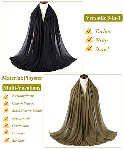 Harewom Head Wraps For Black Women Stretchy Head Scarf African Hair Wraps For Dreads Locs Natural Hair Turban Headwraps Jersey Tie Headbands(Black And Army Green) #TOP3