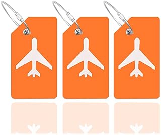 HCSSZ Luggage Tags 3 Pack, Flexible Silicone Travel Tags, ID Labels Set, Name Tags for Suitcases Baggage Bags Backpacks Personalized Card Holder for Quickly Identify (Orange)