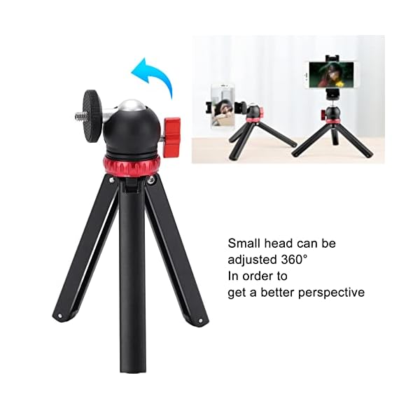 Goshyda Handheld-Mini-Kamerastativ, mit 360°-Kugelkopf, Ausziehbares Ganzmetall-Kamera-Desktop-Stativ, für Live… – Bild 4