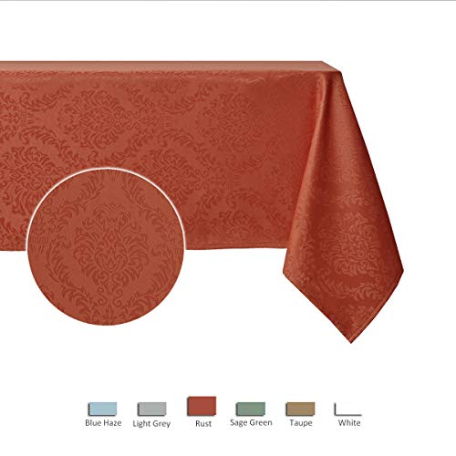Maxmill Jacquard Tablecloth Damask Design Water Resistance Antiwrinkle Heavy Weight Soft Table Cloth For Buffet Banquet Parties Event Holiday Dinner Rectangle 60 X 84 Inch Rust #TOP3