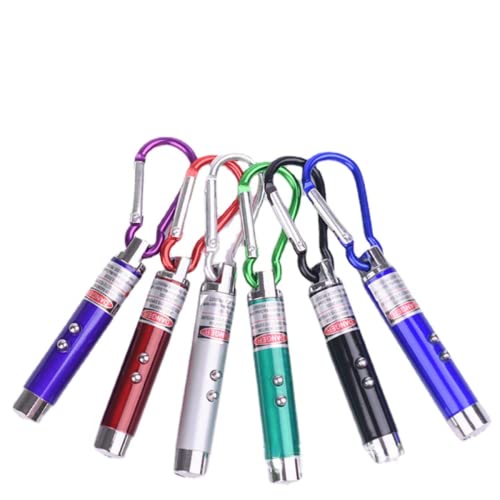 WNZQK 6 PCS Cat Toys Laser Pointer Mini Keychain Laser Pointer LED Flashlight Dog Cat Laser Toy Pet Remote Control Laser (6 Pcs Pack B)