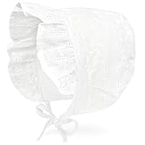 JELLYTREE Baby Hat Bonnet Toddler Girls Fashion Princess Ruffle Muslin Lining Cap Infant Lacy Beanie, White, XL, 1-3Y