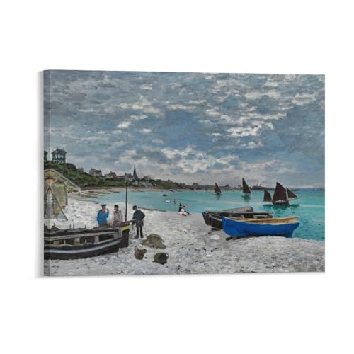 La plage de Sainte-Adresse Monet tableau salon marin avec cadre