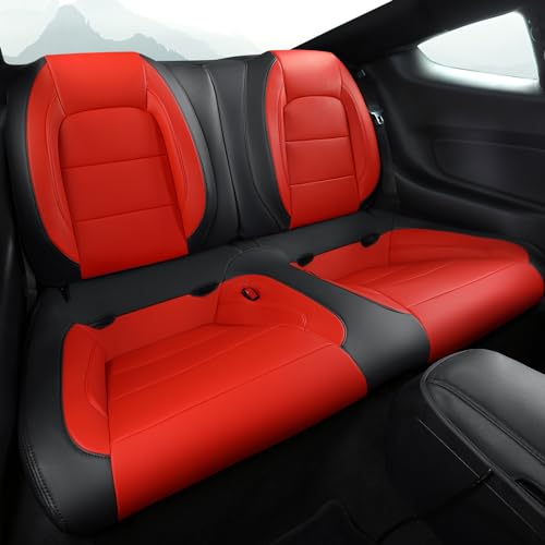 Image of GIANT PANDA Customized Full Set Car Seat Covers Fit Ford Mustang Coupe Hardtop 2015 2016 2017 2018 2019 2020 2021 2022 2023 2024 2025 2026- (Black+Red)
