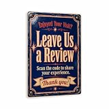 Leave Us a Review Vintage Enamel Business Sign