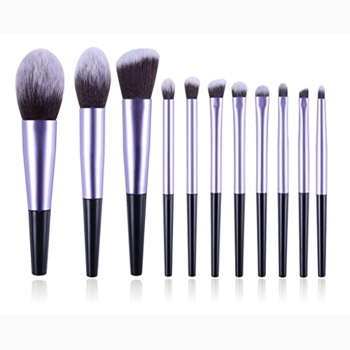 Ensemble complet de pinceaux de maquillage élégants finition argentée pour fard et blush