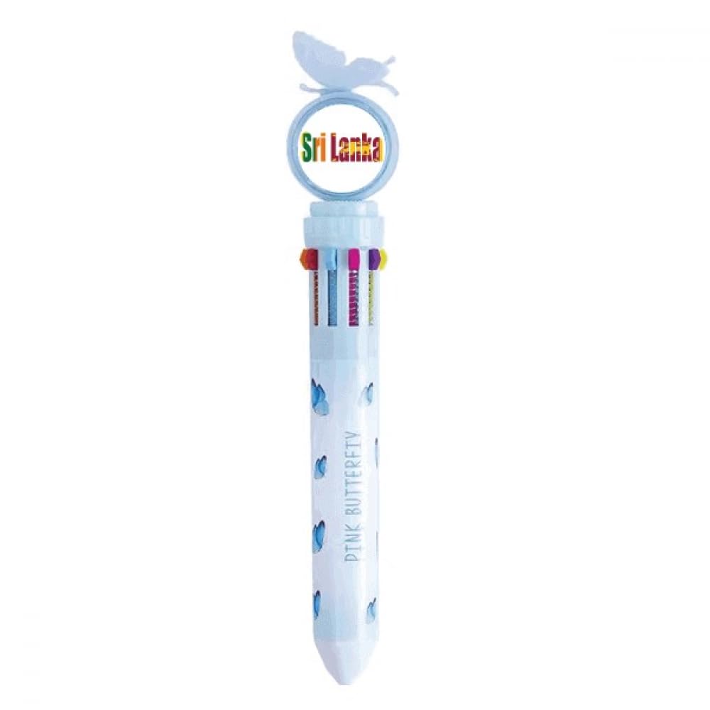 Stylo à bille rétractable multicolore avec drapeau Sri Lanka - 4
