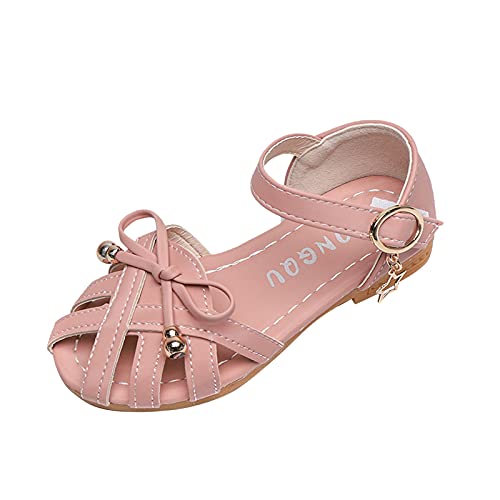 Zapatos de princesa para niños, sandalias romanas, zapatos de verano, zapatos de tacón suave, sandalias de playa, transpirables, planas, zapatos de verano, zapatos infantiles, Rosa., 35 Cover