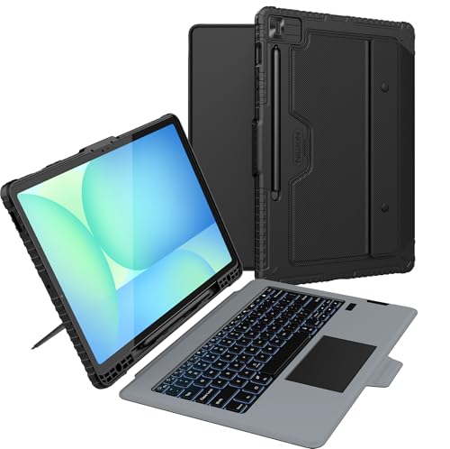 Nillkin for Samsung Galaxy Tab S10 FE Plus 13.1" Case with Detachable Keyboard, 7-Color Backlit, Trackpad, S Pen Holder, Rugged Keyboard Case for Samsung Tablet S10 FE+, Portrait/Landscape Modes