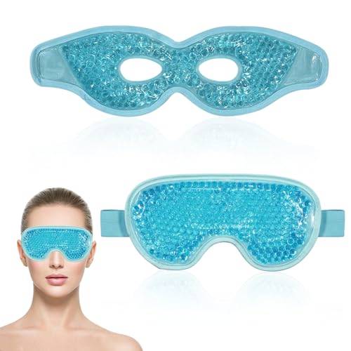 Scettar 2 Unidades Antifaz Gel Frio, Antifaz Para Dormir Compresas Frías O Calientes, Reutilizable Antifaz Frio Para Ojos, Mascara Gel Frio Cara Para Aliviar Los Ojos Hinchados y Las Migrañas