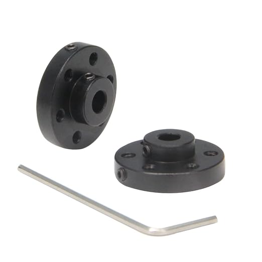 2PCS Black Rigid Flange Shaft Coupling,Universal Aluminum MOUNTING HUB for 5mm Shaft Pair with M3 Thread