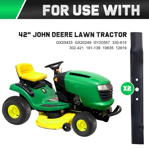 Image of Grasscool L110 L118 L111 JD Mower Mulching Blades Replacement GX20249 | Fit OEM GX20433 GY20567,John Dee-re L100 L118 L108 L105 42 inch Deck Zero Turn Lawn Tractor,Bagger Sharper Mulch Cuts Grass