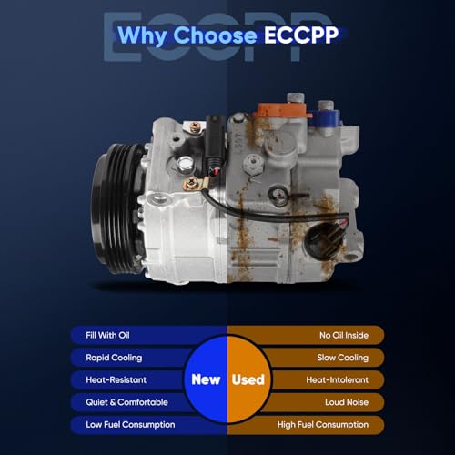 Image of ECCPP AC Compressor with Clutch for BMW 550i 650i 4.8L 2006-2010 | for BMW 545i 645Ci 4.4L 2004-2006 Fast Cooling AC Compressor