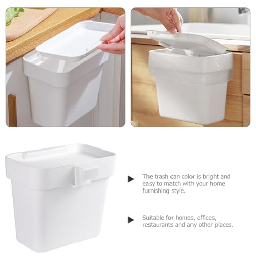 Caneca de basura pequeña blanca para cocina con tapa miniatura 5