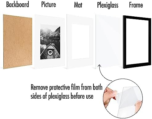 Miniatura 7 de Americanflat Portarretratos de 9 x 12 pulgadas con plexiglás pulido, juego de 5 unidades, para uso como marco de 6 x 8 pulgadas con paspartú o marco