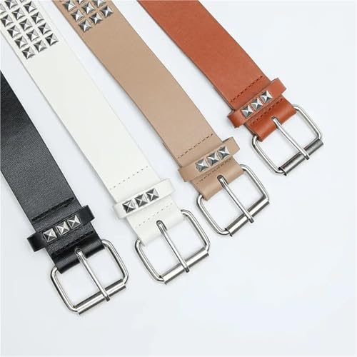 Punk Rivet Needle Buckle Male And Female Rock Pearl Leather Belt Dress Jeans3