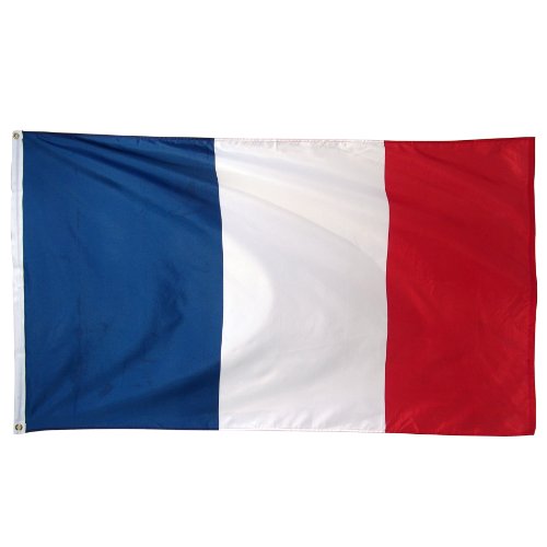 Online Stores France Printed Polyester Flag, 3 by 5-Feet, Red, White, Blue, (3x5 France)