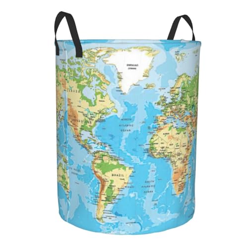 Panier à linge panier à linge grand format imprimé carte du monde pour lit - 3
