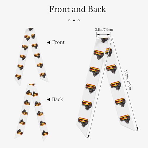 Bigfoot Hold Uganda Flag Women's Luxury Satin Silk Scarf for Hair Neck Purse - Soft Lightweight Sun Protection Bandana Accessory with Glossy Finish for Summer Handbag Decoration4