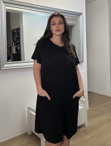 Image of Deyeek Open Back Hospital Gowns for Women Tear Away Short Sleeve Post Surgery Soft Nightgowns for Elderly Women with Pocket