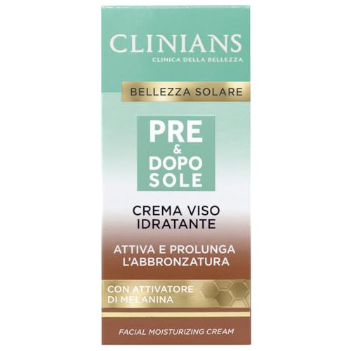 CLINIANS | Crema Idratante Pre&Dopo sole Viso, con Attivatore di Melatonina, 50mL