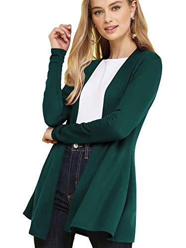 LL WSK2294 Women's Casual Soft Drape Open Front Fall Duster Lightweight Long Sleeve Cardigan S Teal