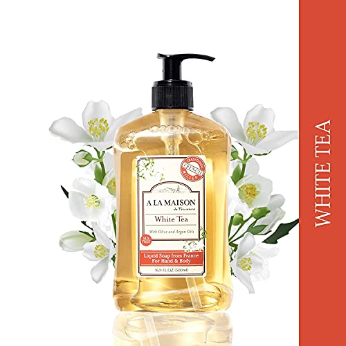 A La Maison White Tea Liquid Hand Soap - Triple French Milled Natural Moisturizing Soap (1 Pack, 16.9 Oz Bottle) #TOP2