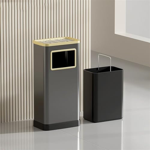 Cubo de basura de acero inoxidable comercial con tratamiento antihuellas negro 6