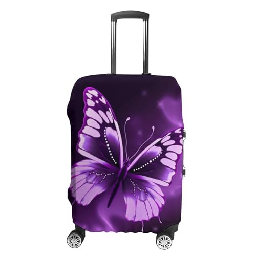 Washable Luggage Case Cover Cute Purple Butterfly Printed Luggage Cover Protector Elastic Suitcase Protector Anti-Scratch Suitcase Cover for Size L (26-28 inches) Luggage