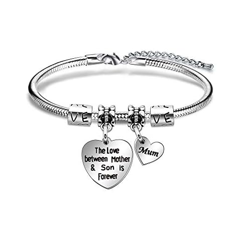 The Love Between Mother and Son Is Forever Silver Heart Bracelet for Mum Son Birthday Christmas Gift Cover