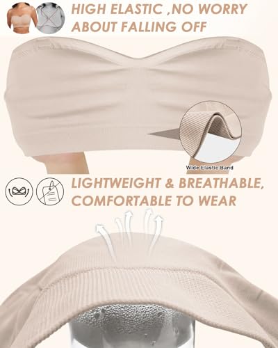 Strapless Bra for Women Bandeau Bras Seamless Wireless Padded Bandeau Top Non-Slip Tube Top3