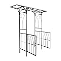 MOOFAR Heavy-Duty Metal Garden Arch with Double Gates - 79.5" W x 82.7" H Black Arbor Trellis for Climbing Plants, Outdoor Lawn & Patio Decor