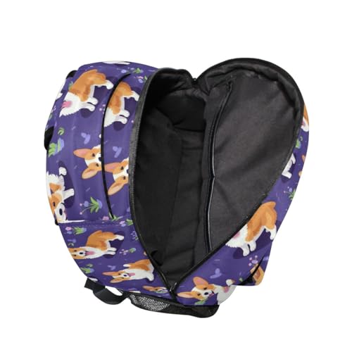 Sac à dos d'écolier grande capacité Violet motif fleuri Corgi S