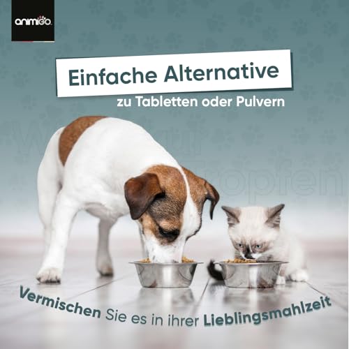 animigo Wermut Tropfen für Katzen & Hunde - 120ml Tropfen - 1+ Jahr Vorrat - Mit Wermut, Schwarzkümmel und Samenextrakt - Alternative zu Wermut Tabletten - Für Katzen und Hunde jeden Alters