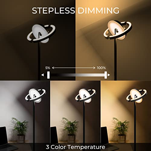 Fimei Floor Lamp For Living Room, Led Floor Lamp, Modern Rotatable Ring Shaped Design For Home, Stepless Dimming And 3000K-6000K 3 Color Temperature, Touch And Remote Control #TOP3