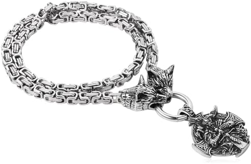 Mens Ierse Keltische knoop Viking Wolf hanger ketting