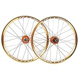 MTB BMXホイールセット 16インチ 305mm 折りたたみ自転車リムディスクブレーキホイール クイックレリース ホイールセット24穴ハブ対応7/8/9/10/11スピードカセッ (Color : 16'' Gold)