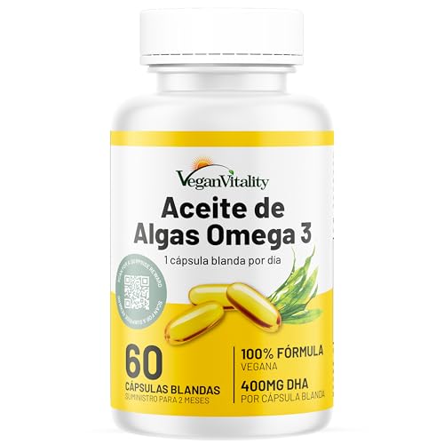 Omega 3 Vegano Aceite de algas de Vegan Vitality: 400mg de...