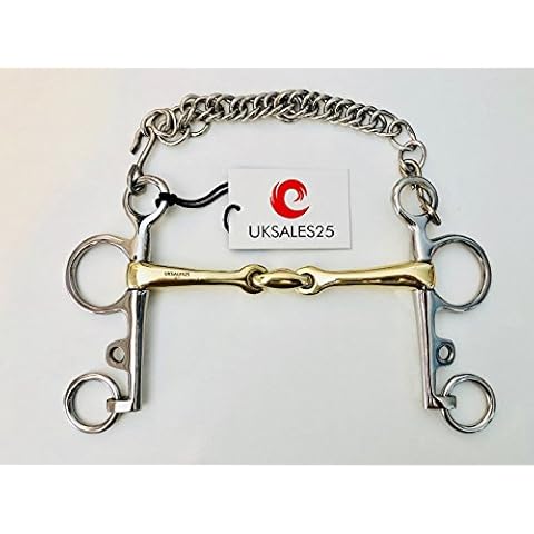 UKSALES25 MOUTH PELHAM DOUBLE JOINTED LOZENGE HORSE BIT GERMAN SILVER & SS (5.5") Cover