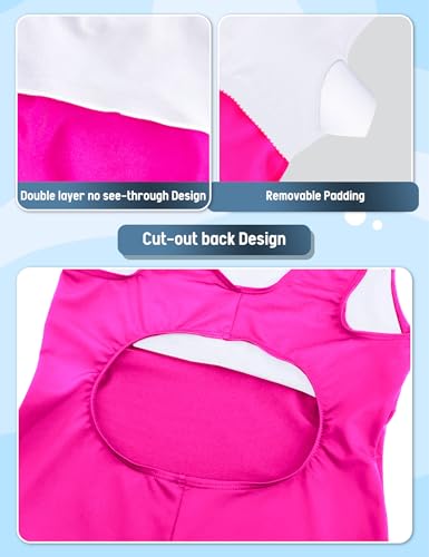 Image of Girls Swimsuits One-Piece Bathing Suits Multicolor Kids Back Cutout Summer Beach Swimwear for Water Sport
