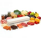 Löwenthal® Vakuumiergerät | Mit 5 Vakuumbeuteln | Eingebautes Messer | Exklusive Funktion | Breite Schweißleiste | Schweißgerät | Vakuumierer | 37,2x9,5x6,2 cm | Weiß