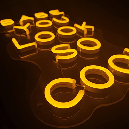 Mimaik Babe You Look So Cool Handmade Neon Signs. Golden Yellow Wall Art Decorative Neon Sign For Bedroom Wall Decor Size 20X11.5 Inches Dimmable Led Neon Lights For Home, Gift For Girl #TOP4